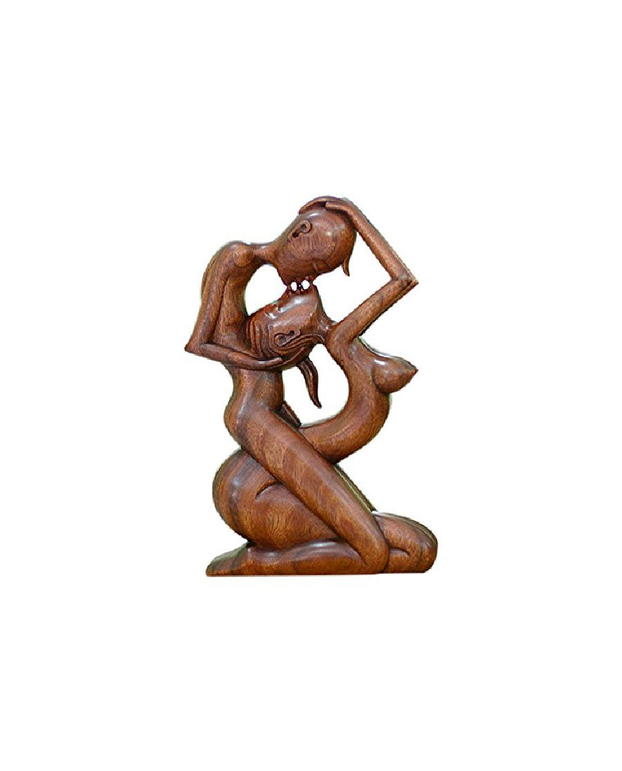 Brown Romantic Suar Wood Sculpture